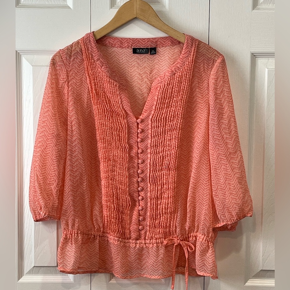 a.n.a. Coral Sheer Blouse PXL